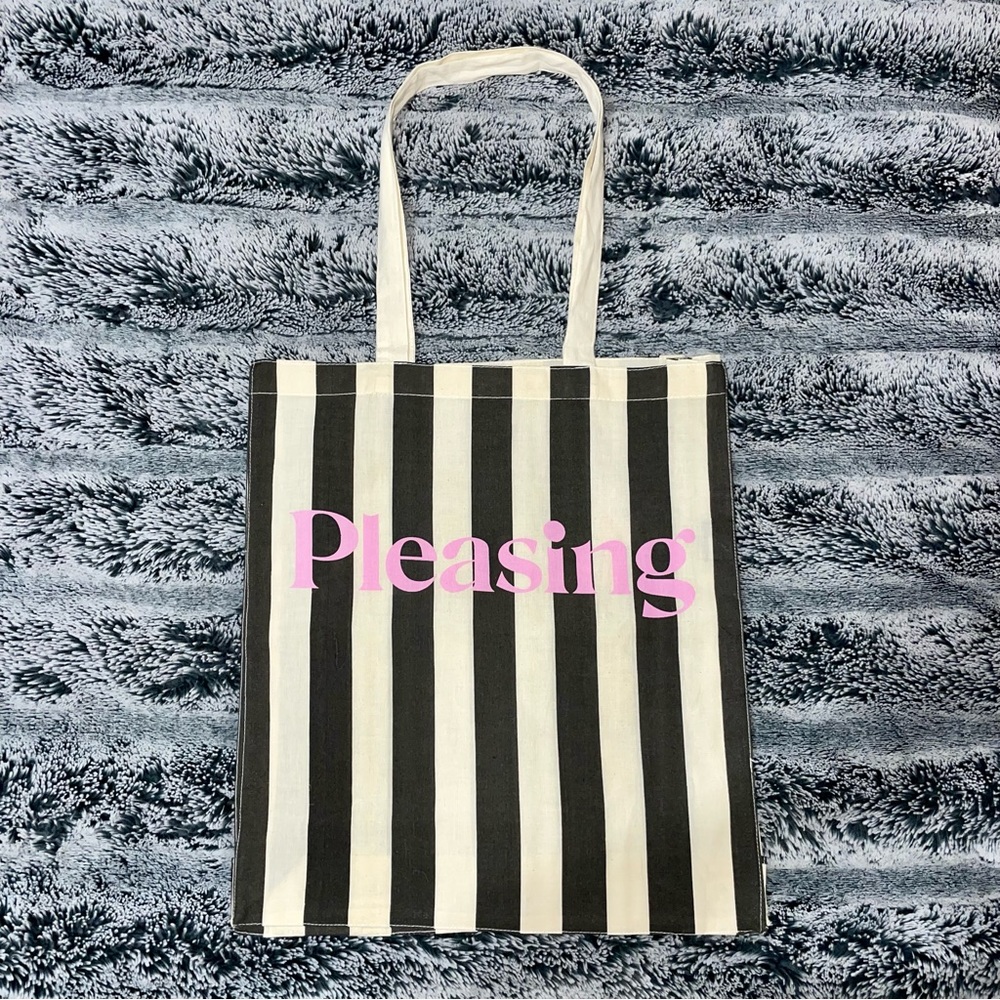 Pleasing Harry Styles LAST ONE 2023 Holiday Pop Up Canvas Tote Bag Black Stripe